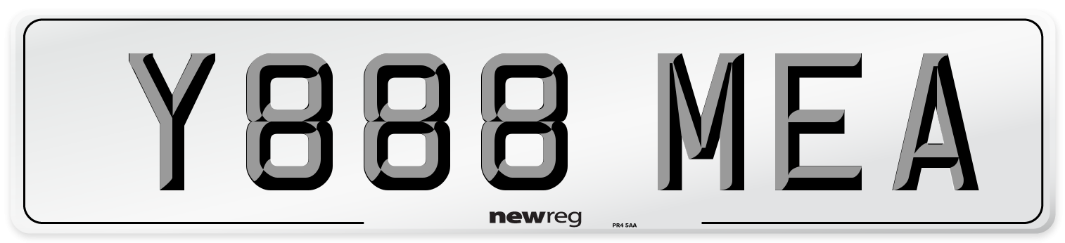 Y888 MEA Number Plate from New Reg